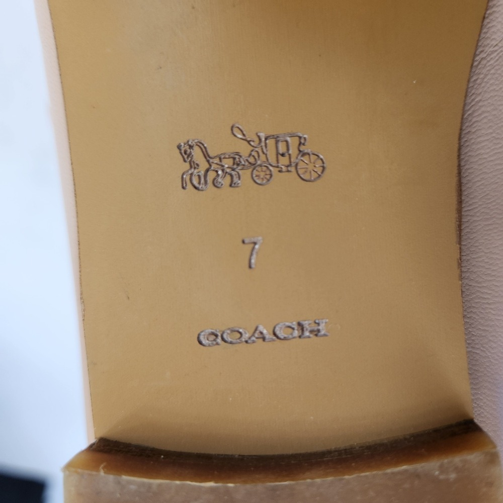 COACH Helena Beige‎ Shearling Chain Detail Loafers Womens  Luxury Flats Size 7 - Picture 4 of 10